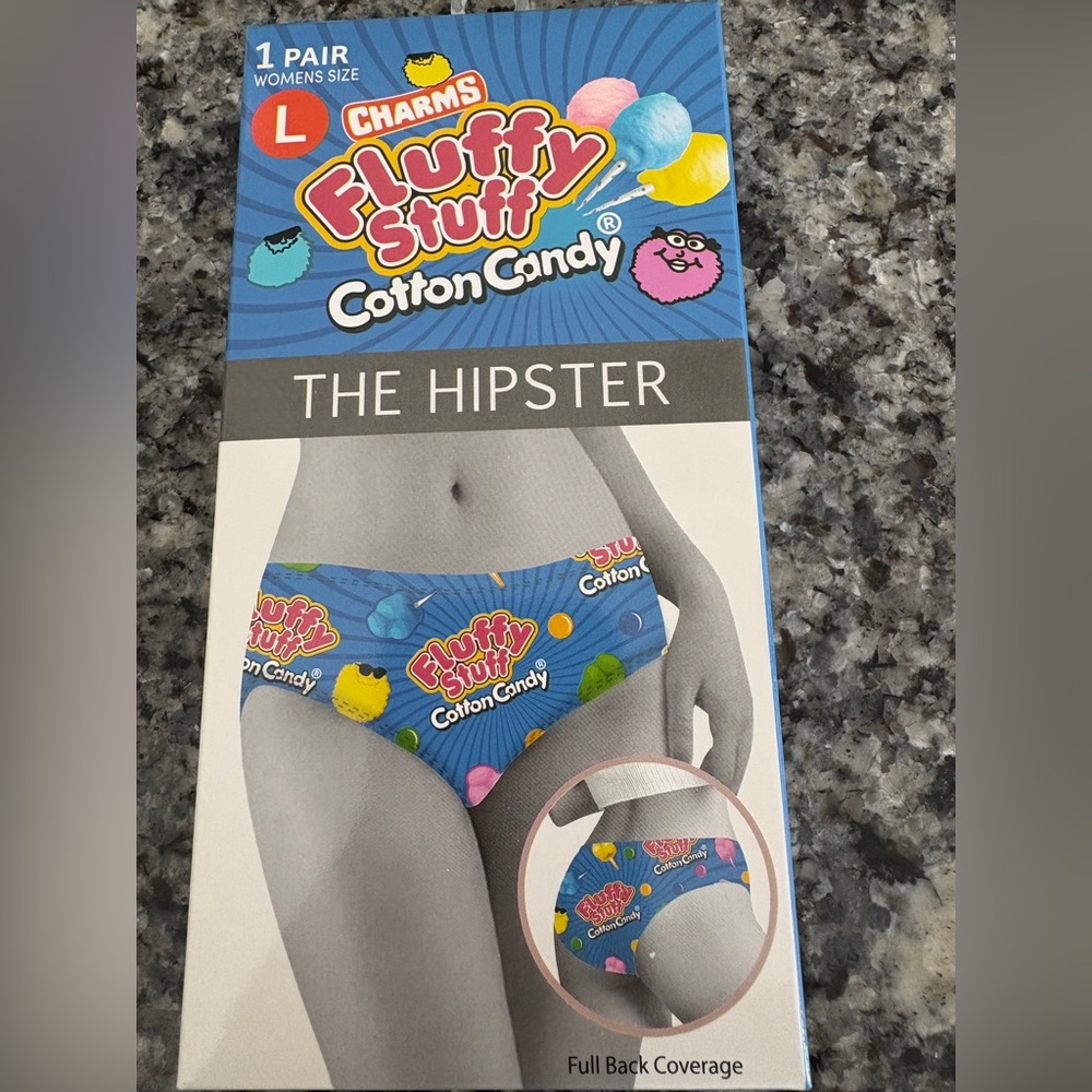 NWT- Charms Fluffy Stuff-Cotton Candy woman’s hipster underwear, size Large